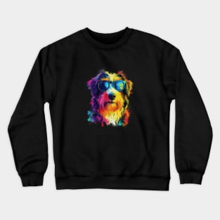 Colourful Cool Golden Doodle Dog with Sunglasses Crewneck Sweatshirt